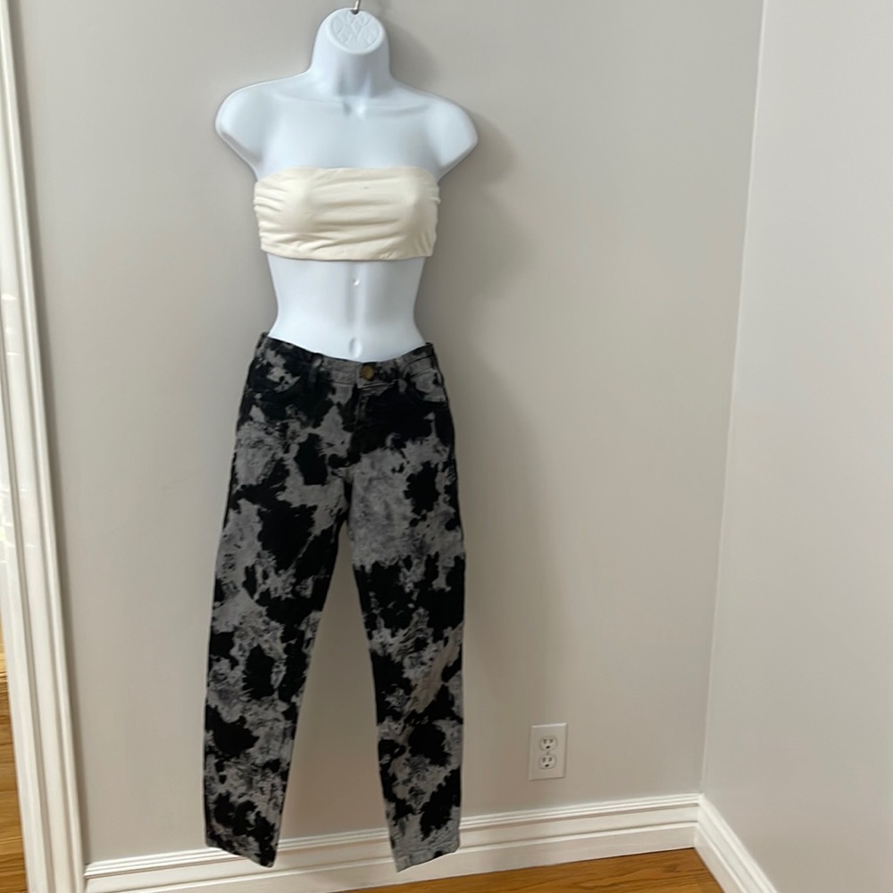 Current Elliot Stiletto Jeans Size 27 snake print tie dye black gray
